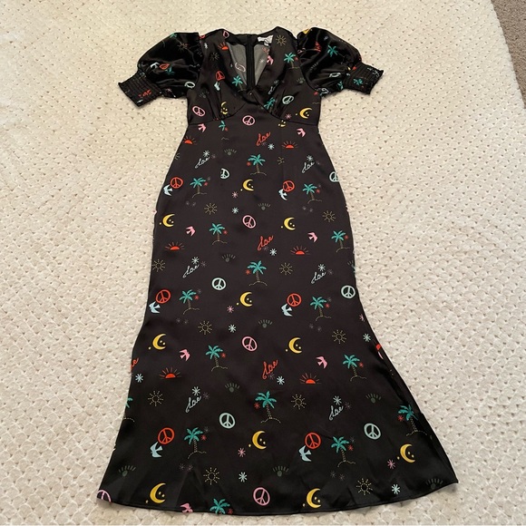 NWT Never Fully Dressed Puff Sleeve Maxi in Neon Paradise Print - Size  6 Petite - Picture 5 of 11